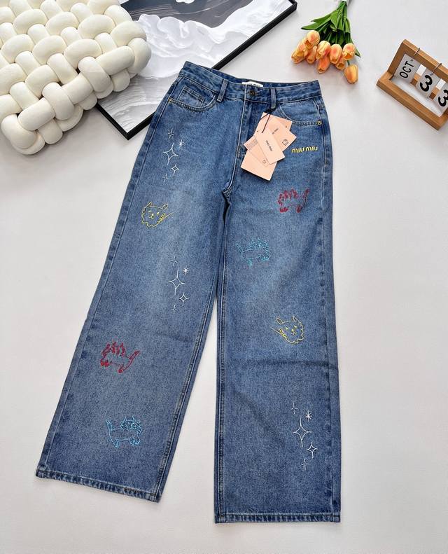 Miumiu25 Early Autumn Series New Diy Fashionable High-end Colorful Kitten Embroi