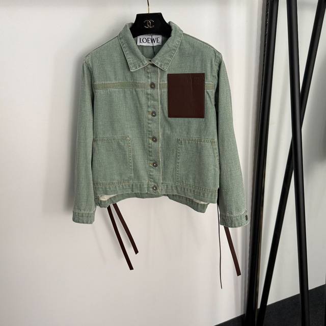 Style No. 20255250 Loew* new leather pocket lapel long-sleeved denim jacket, gr