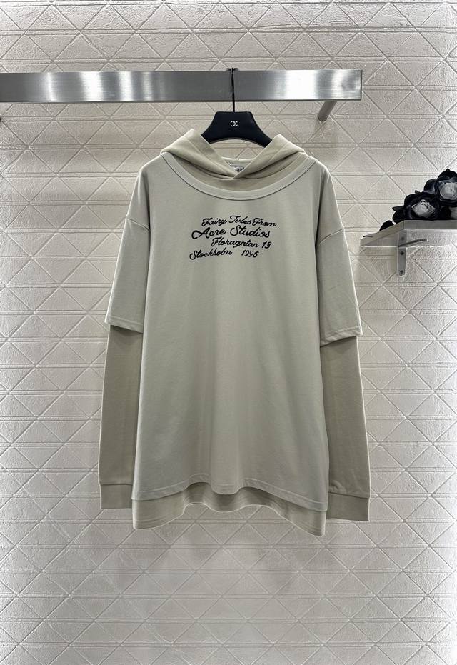 Acne Studio* 2025 new arrivals: faux two-piece hooded sweatshirt. Made of custom