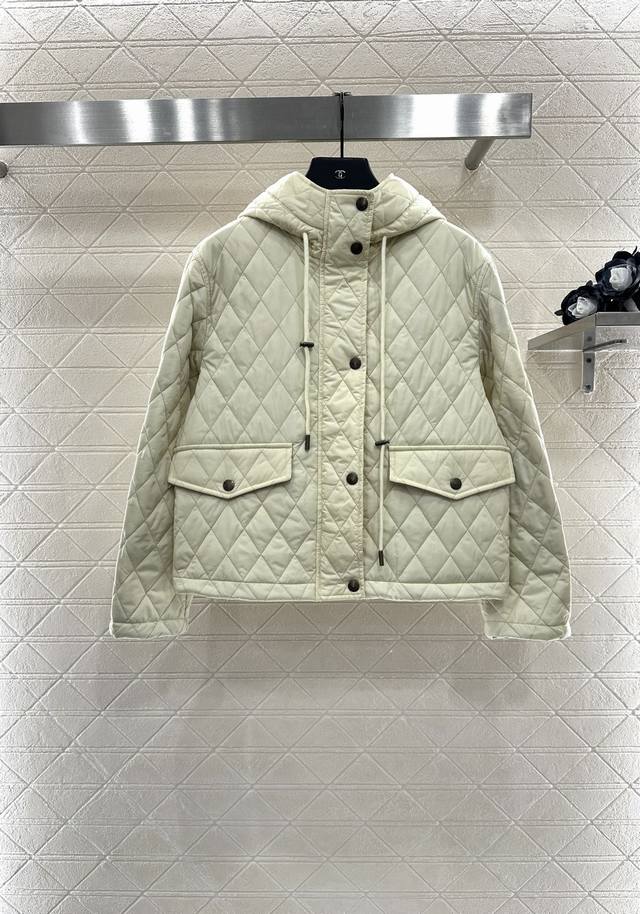 Bbr* New arrival for 2025: diamond-patterned hooded drawstring padded jacket. Cu