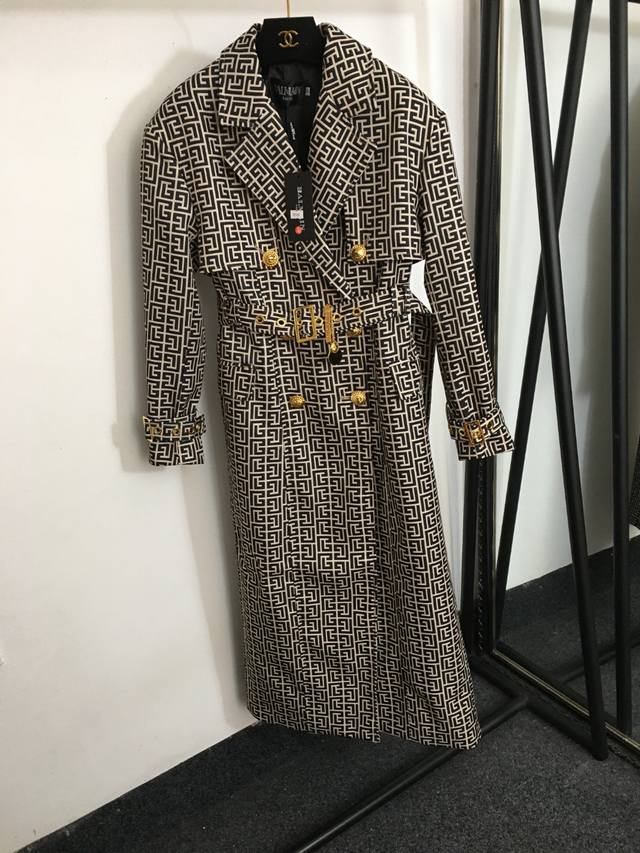 Style No. 9107 Balmai* new maze print pattern, custom lion head buttons, metal