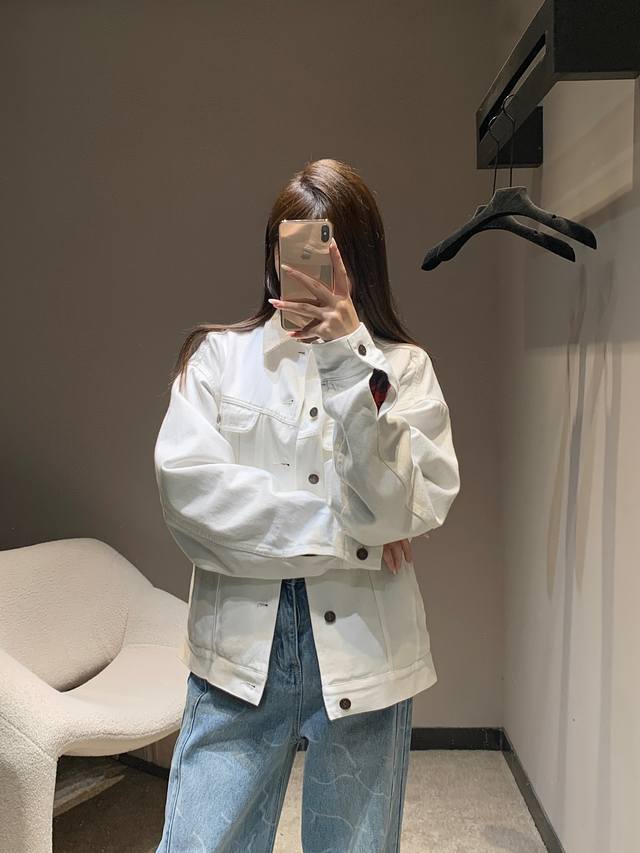 The Ro* 25Fw Early Fall New Contrast Color Short Lapel Button-Down Cotton Denim