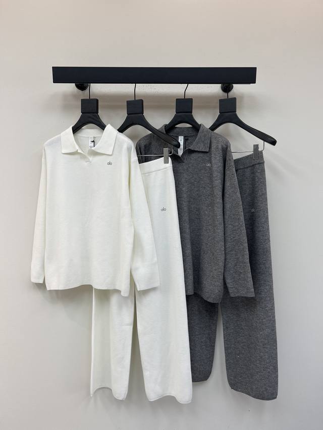 Alo*25 New Autumn/Winter Polo Knitted Sweatshirt and Pants Set Custom Made of Hi