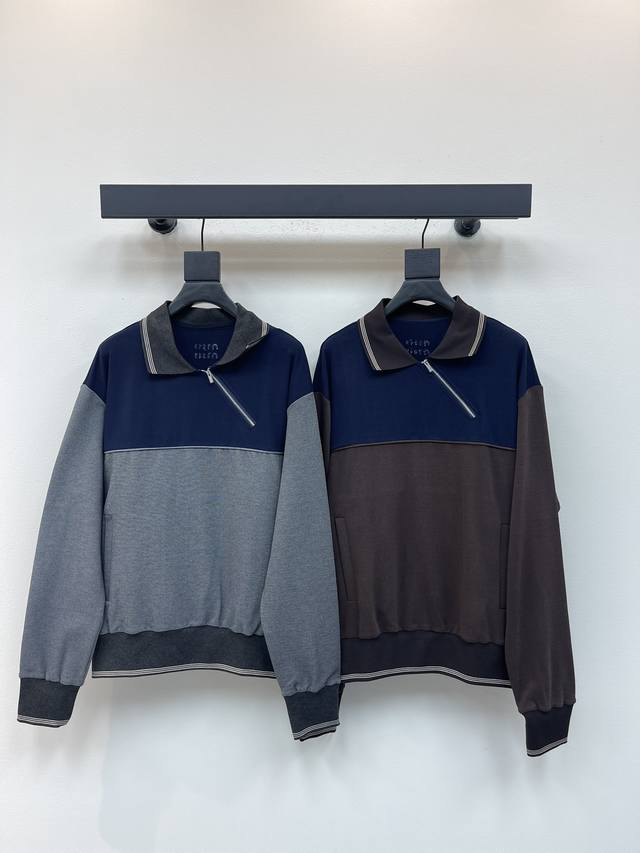 25 New early fall diagonal zipper contrast color sweatshirt. Miu diagonal zipper