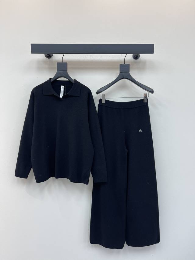 Alo 25 new autumn and winter lazy old money style knitted long-sleeved polo shir