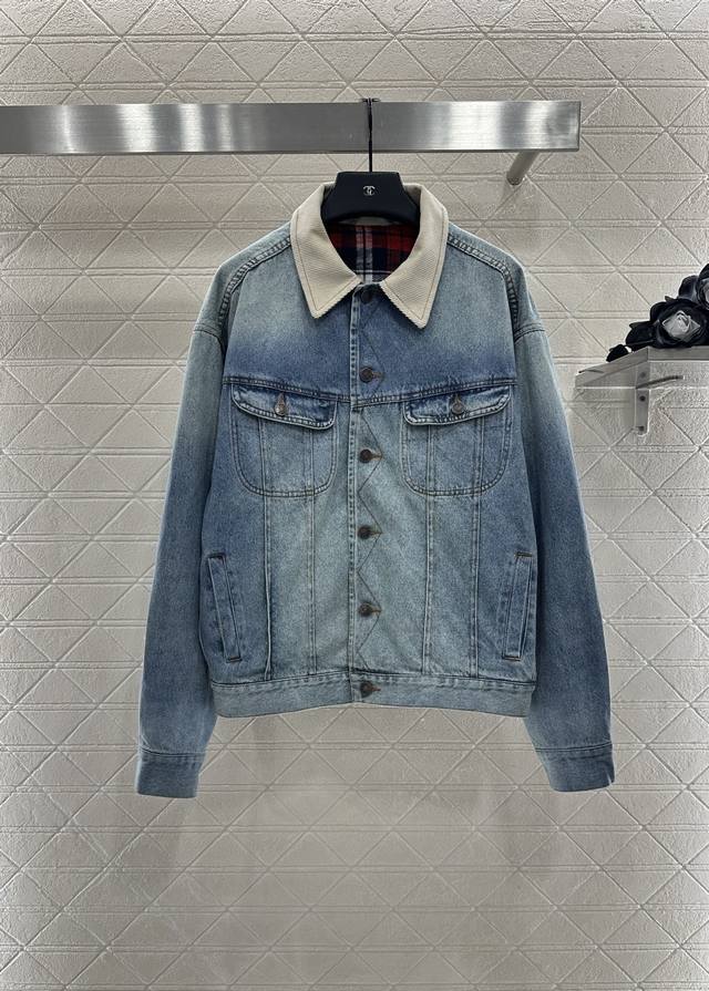 Tel Ro*2025 New Arrivals: Corduroy Lapel Denim Jacket. Custom Yb twill cotton de