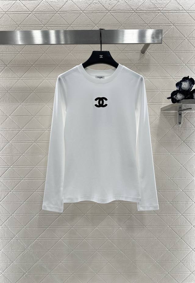 Chane*2025 New Arrivals Crew-Neck Double C Long-Sleeved Top Custom Yb virgin cot