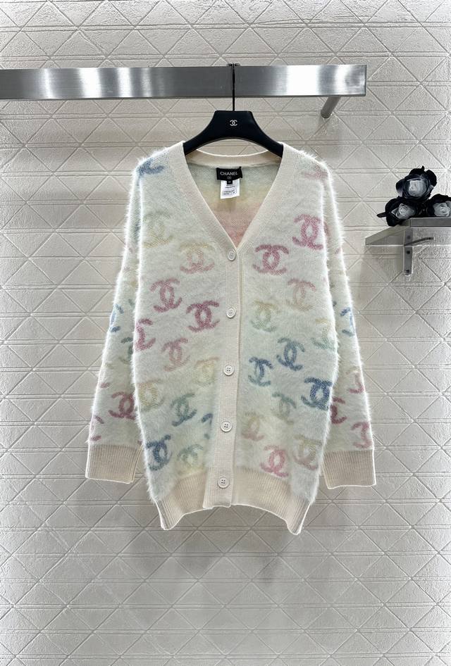 Chane*2025 New Arrivals: Colorful Double C Mohair Cardigan. Custom-made from imp