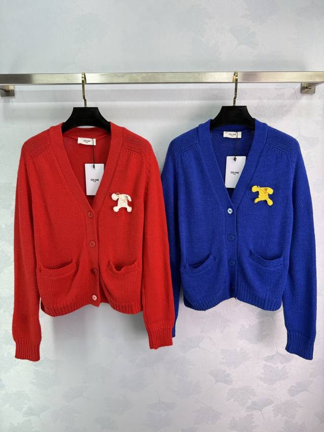 Celin*25 new autumn and winter knitted V-neck cardigan with raglan sleeves, hand