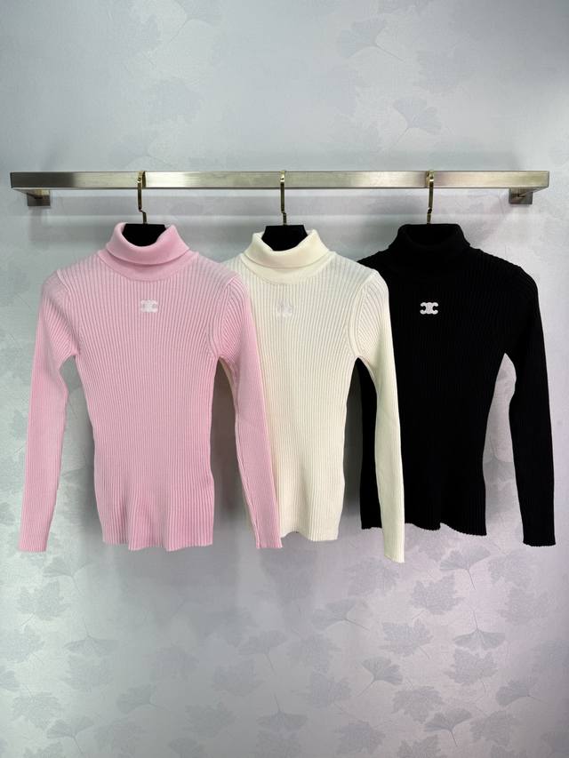 Ce*25 New Fall/Winter Turtleneck Sweater with Arc de Triomphe Logo Embroidery on
