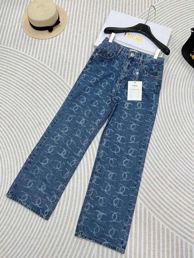 Chanel24Ss Chanel all-over printed back pocket sequined trousers, the same hit s