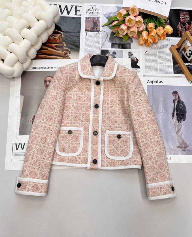 Dior's new autumn and winter rattan check lapel jacket, H version cut, full of a