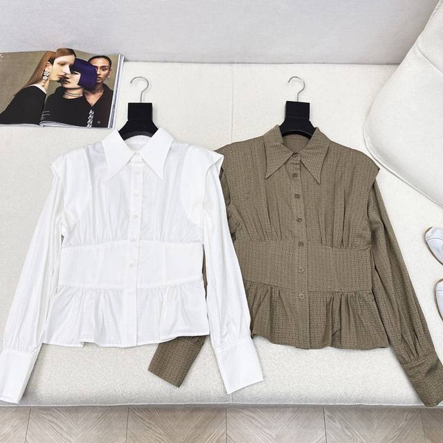 Exclusive ~ Her 25Ss Early Fall's latest H-patterned jacquard waisted shirt. Si