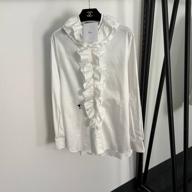 Style No. 20255219 Dio's newest Cd bee embroidered ruffled collar long-sleeved