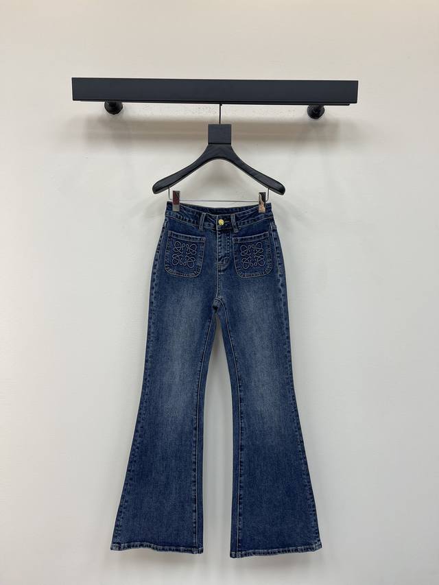Loew* 25 Early Fall new logo-embossed double-pocket flared jeans! High-top cut!