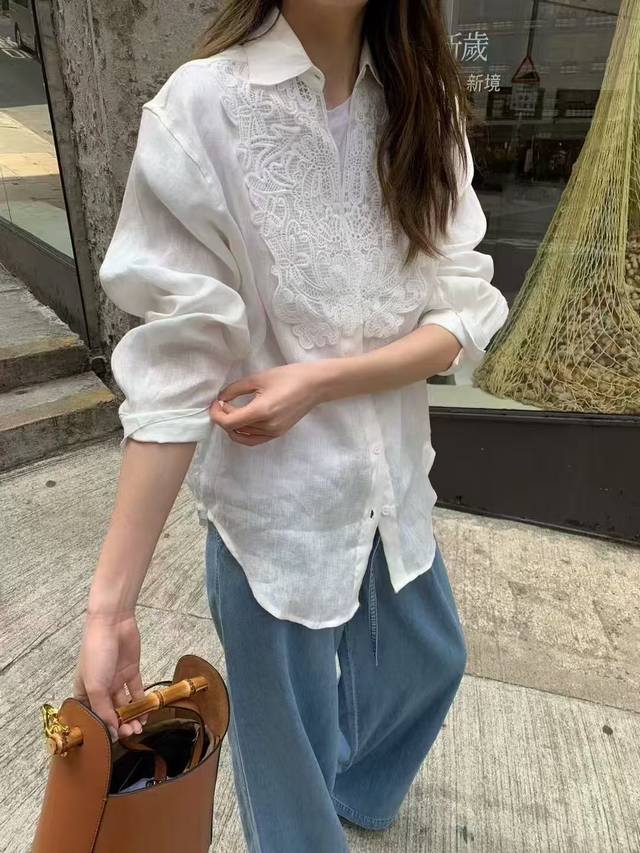 White Moonlight French Crochet Hollow Loose Shirt. Soft cotton fabric for a sup