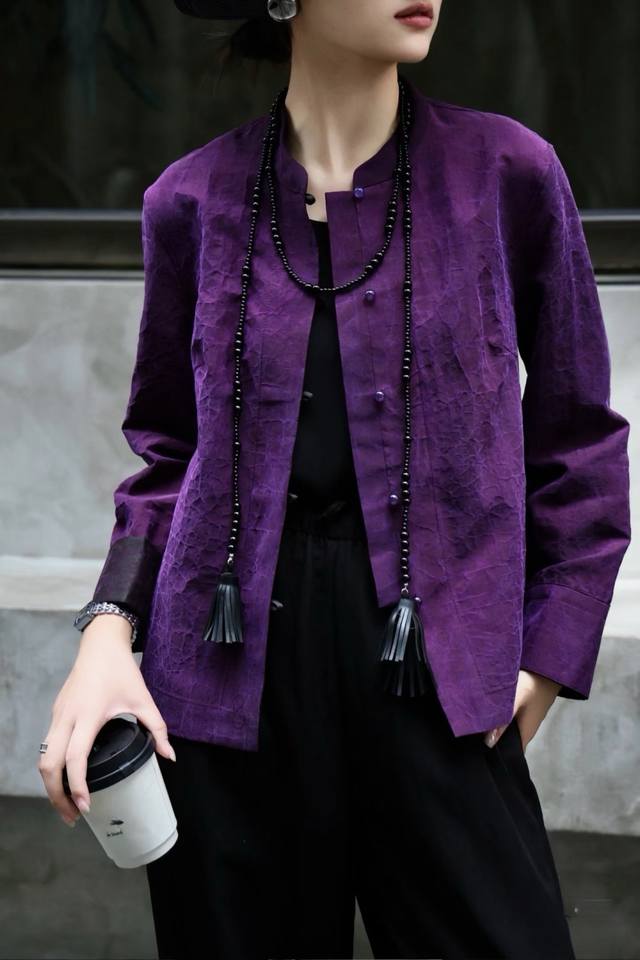 Heavy tortoise shell silk double-sided jacket made of ancient old material Xiang