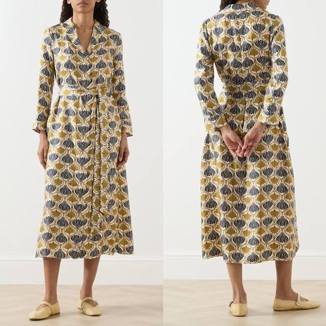 Mm home lapel silk dress shipped high-end temperament fashion single product lap