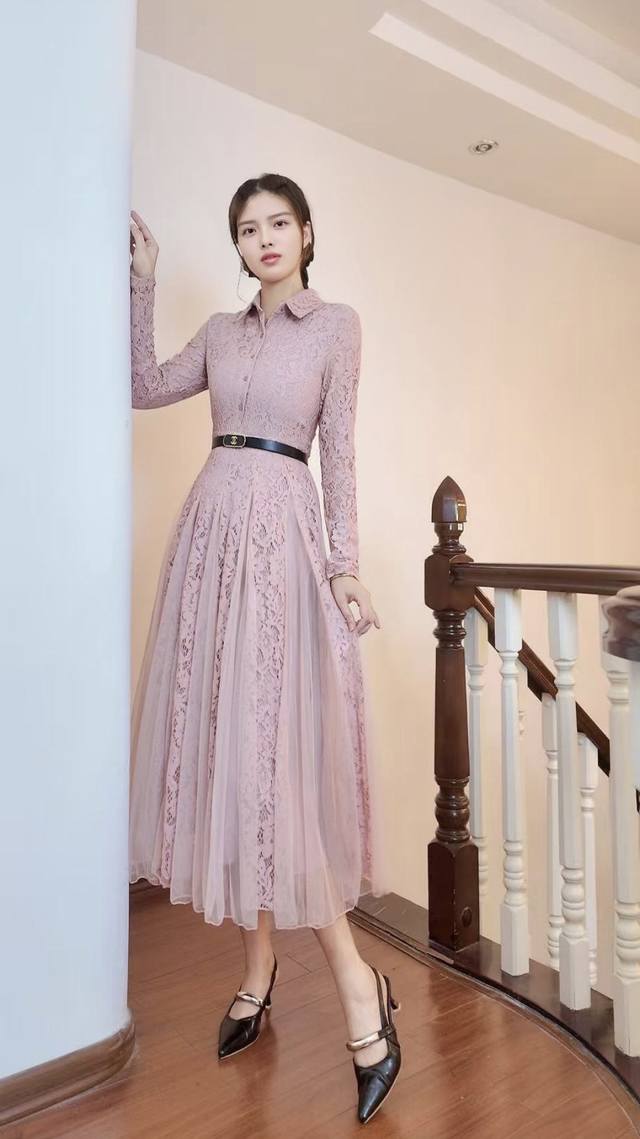Aw Romantic Lace Mesh Dress Colors: Pink, White, Black Sizes: M-L, Xl-Xxl Size M