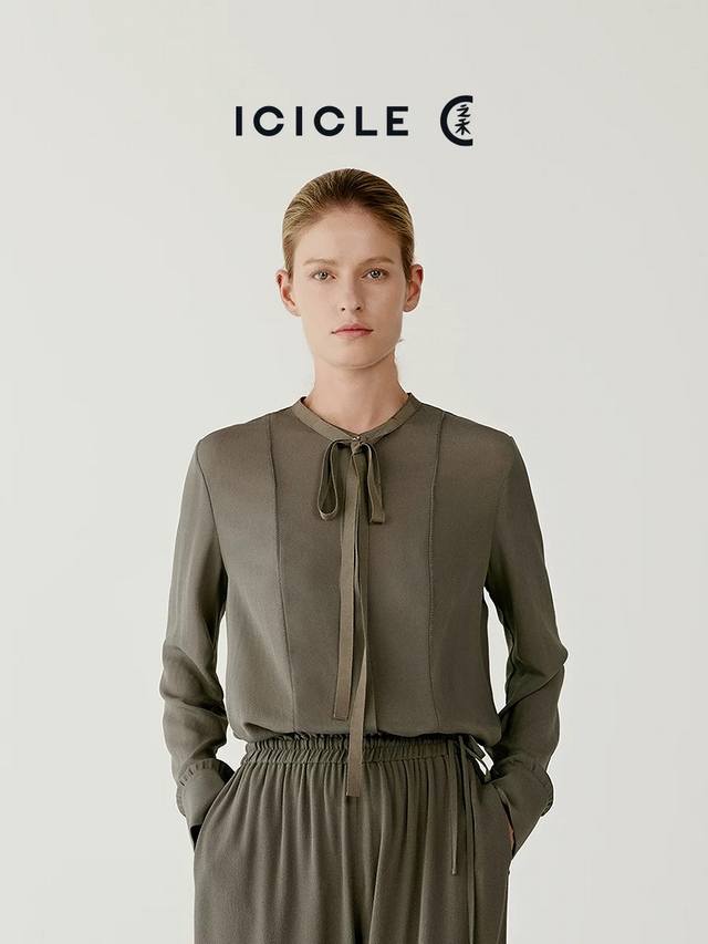 New Xiaohe same style ghost crepe silk bow ribbon shirt S-Xl