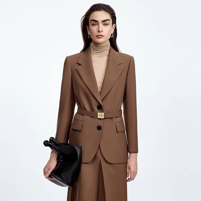 Lanzi same style suit retro Maillard waist suit light workplace high-end tempera