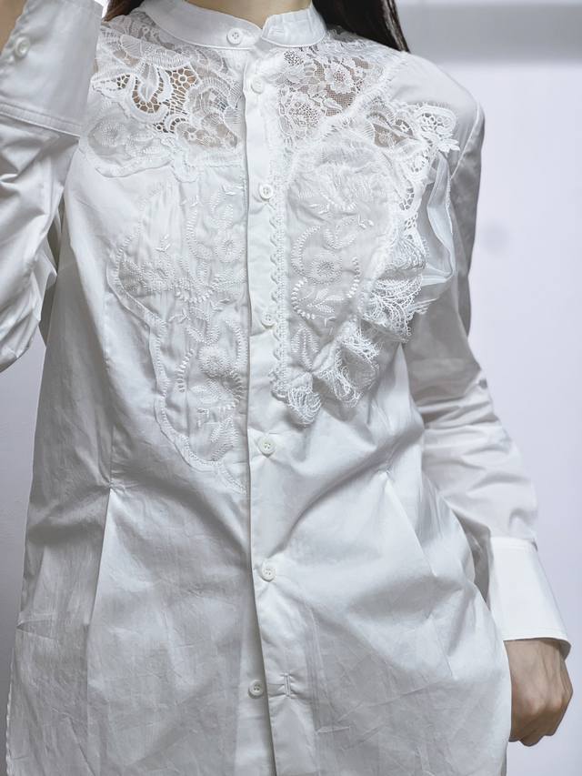 Heavy embroidery shirt Color: Black White Size: Smlxl