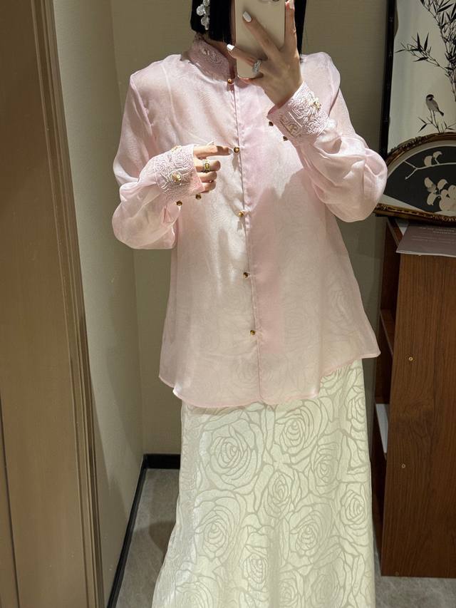 Re-sale single-piece spot silk organza embroidered beaded top Hand-sewn small sh