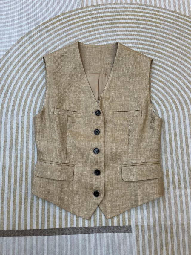 25 Autumn and Winter New Old Money Style Linen V-Neck Suit Vest All Khaki S-Xl