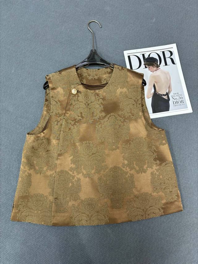 Rayon jacquard retro metal buckle simple vest with lining, four colors: black, y