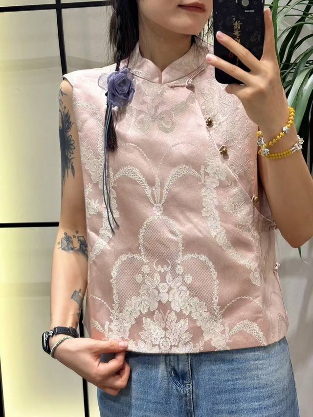 Hot-selling stand-up collar and oblique lapel jacquard vestFashionable and exqui