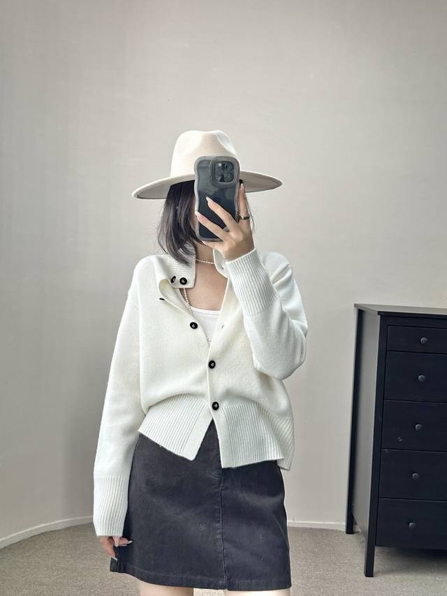 Autumn and winter 100% Australian pure wool high collar cardigan high-end temper