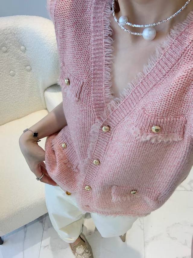 Autumn new all wool V-neck lace vest one size