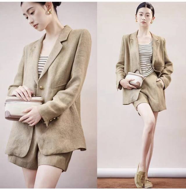 Heavy promotion! Minimalist luxury old money style bright silk linen suit jacket