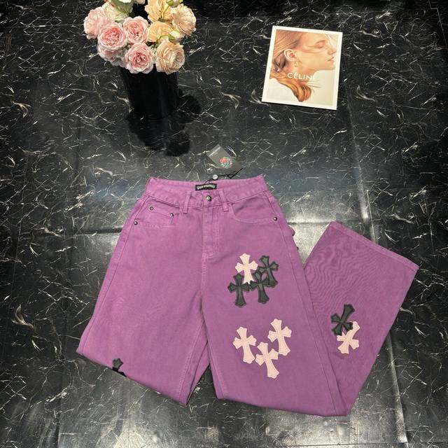 Crocker 25 autumn and winter new full-print Sanskrit leather label straight jea