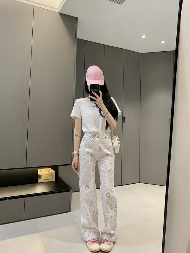 New D letter washed cotton wide-leg pants ~ Exclusive new arrival, customized l