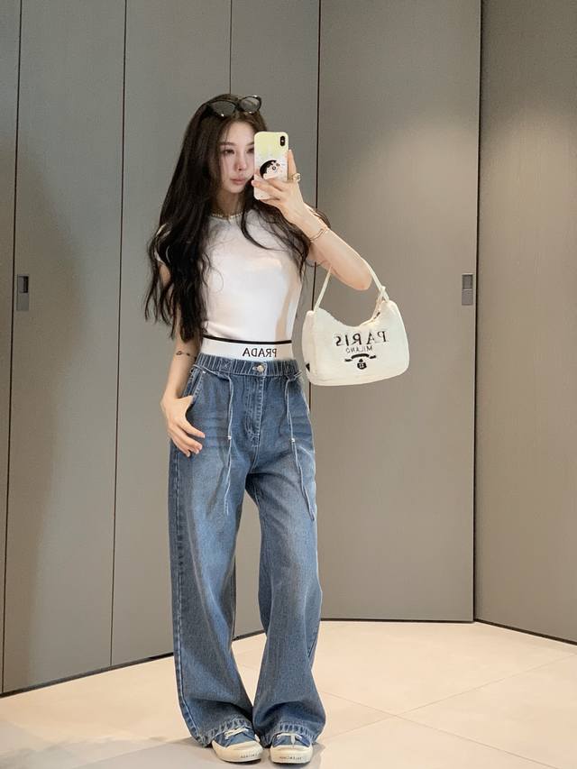 25Ss early autumn new prad* patchwork jeans ~ exclusive design, patchwork elasti