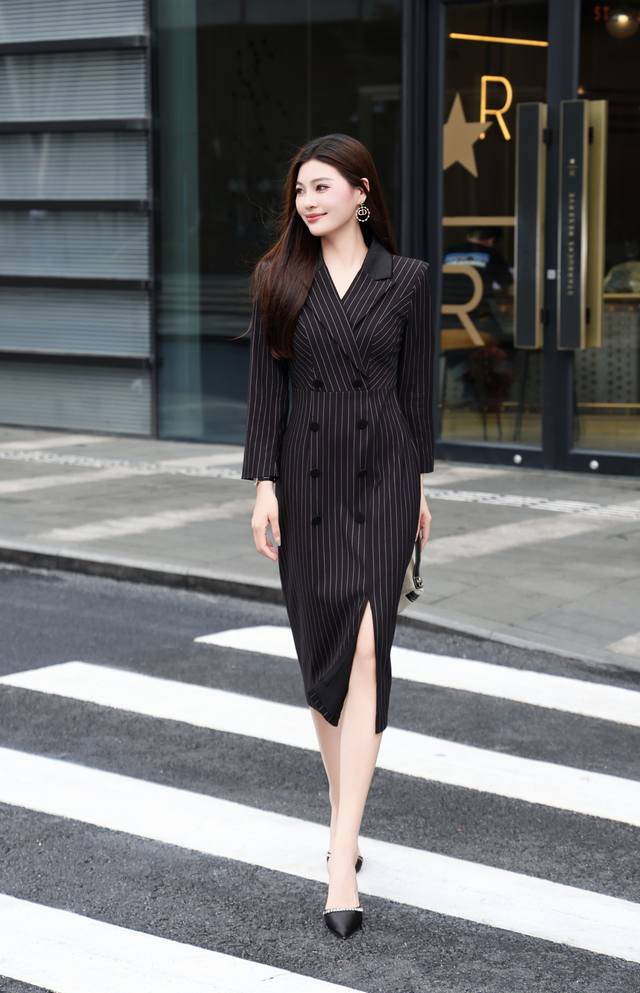 Striped suit dress, the perfect blend of sophistication and elegance. The class