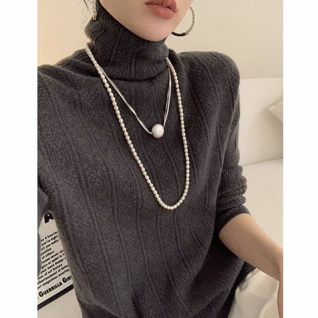 All wool high collar jacquard long sleeves