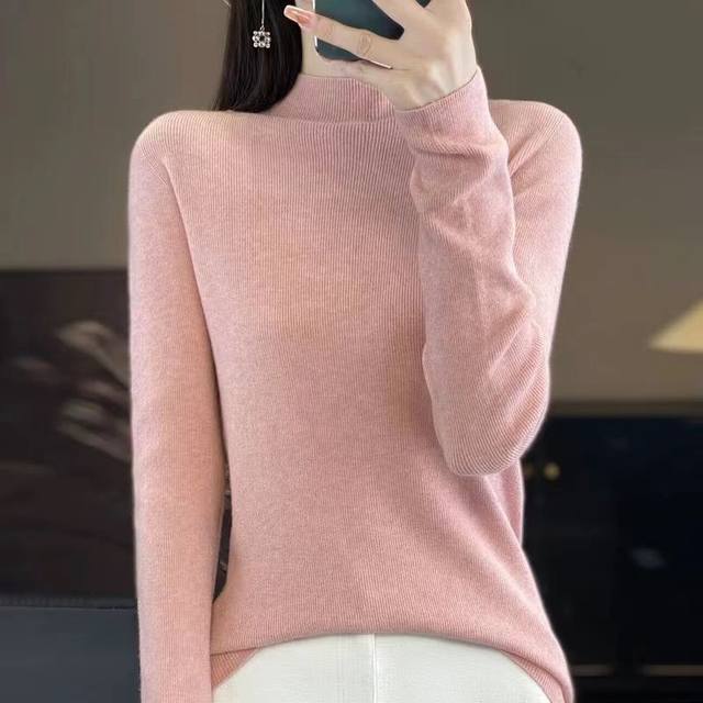 All wool half turtleneck long sleeves