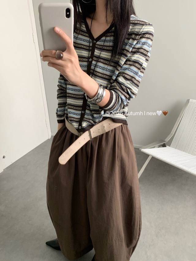 New 33 wool striped cardigan