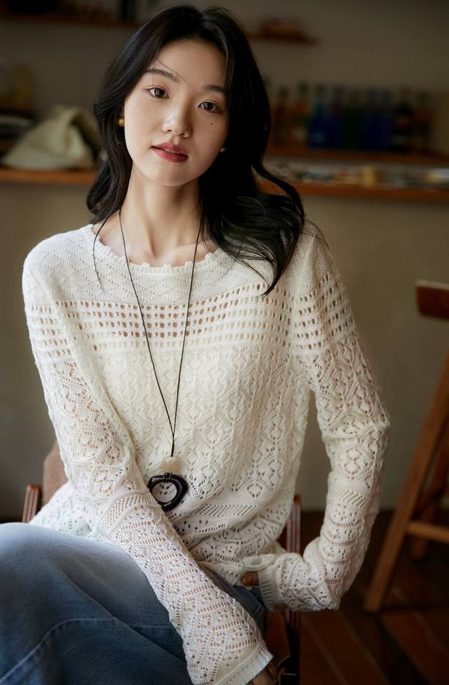 New wool mulberry silk hollow long sleeve Size: ML