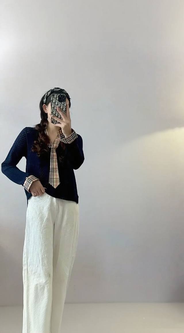 Popular 33 wool Korean diamond pattern splicing Burberry plaid fabric fake two-