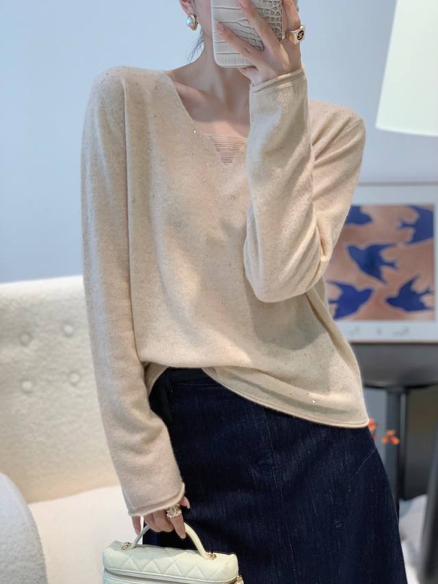 Autumn new 30 wool V zero long sleeve sweater one size