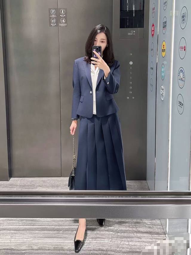 Niumiu counter same suit worsted wool simple slim fit flat lapel suit pleated sk