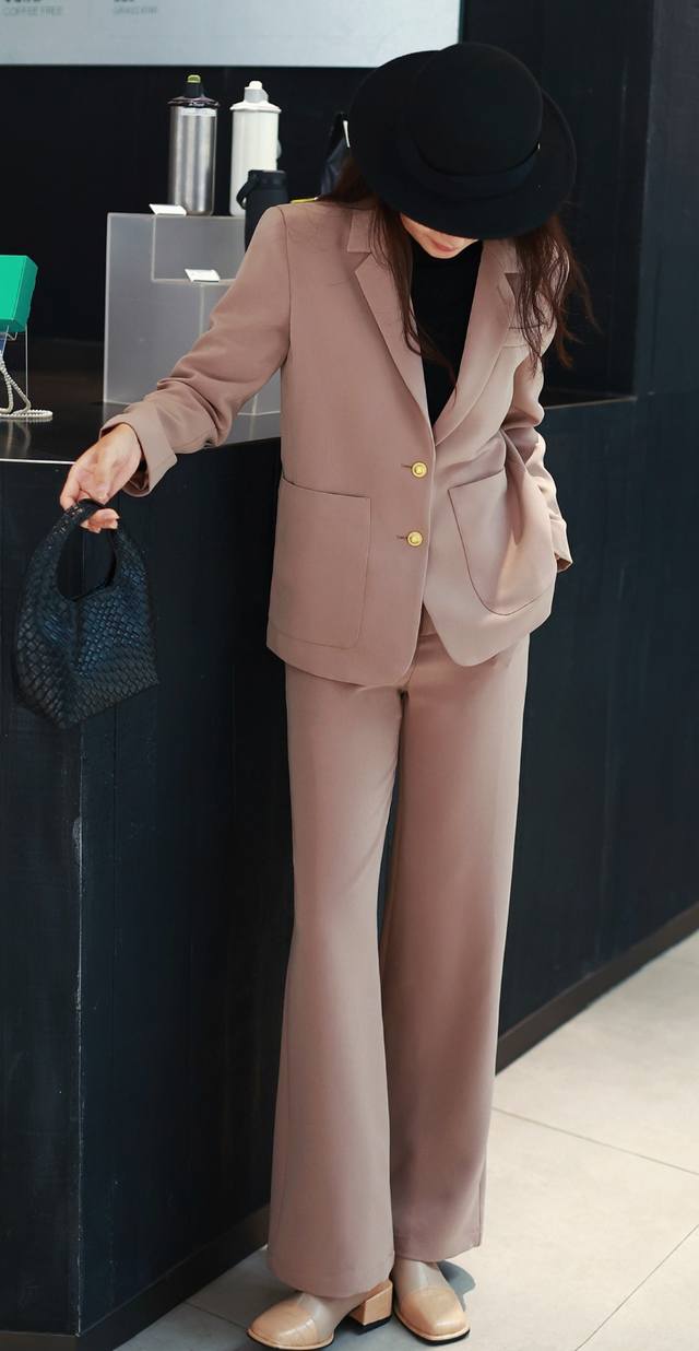 Minimalist style worsted wool suit simple temperament slim fit V-neck jacket su