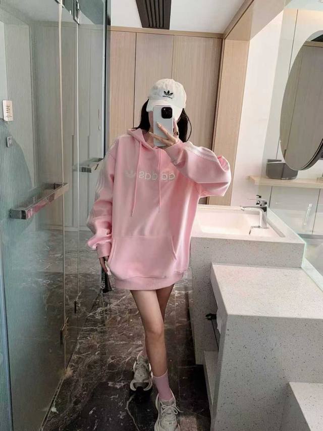 Ad's three-bar hooded sweatshirt with side stripes three-piece set Hoodie + hat