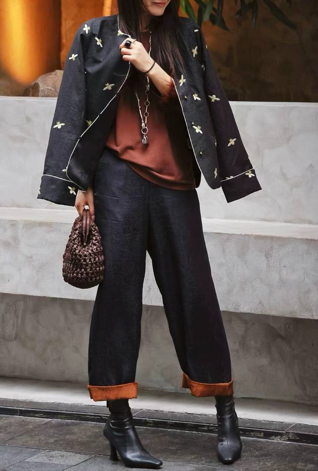 Mainly promote high-end original design versatile pants textured crackle rayon