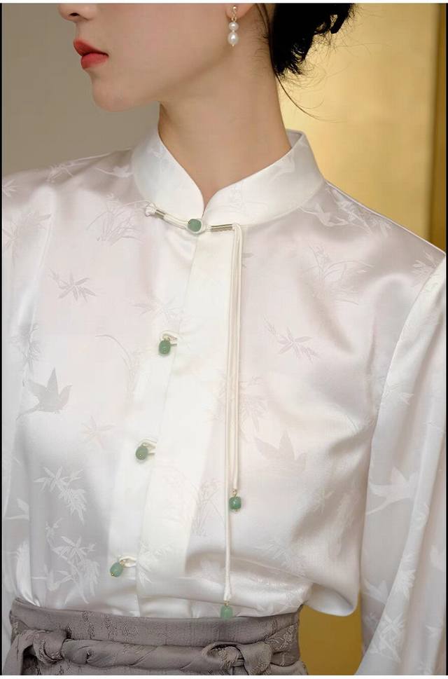 New Chinese style shirt, Chinese style women's daily commuting high-end rayon j
