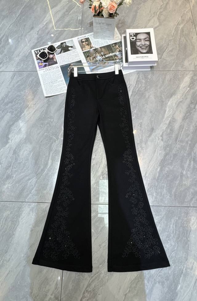 Featured hot-selling embroidered flared pants, retro and modern. High-quality f