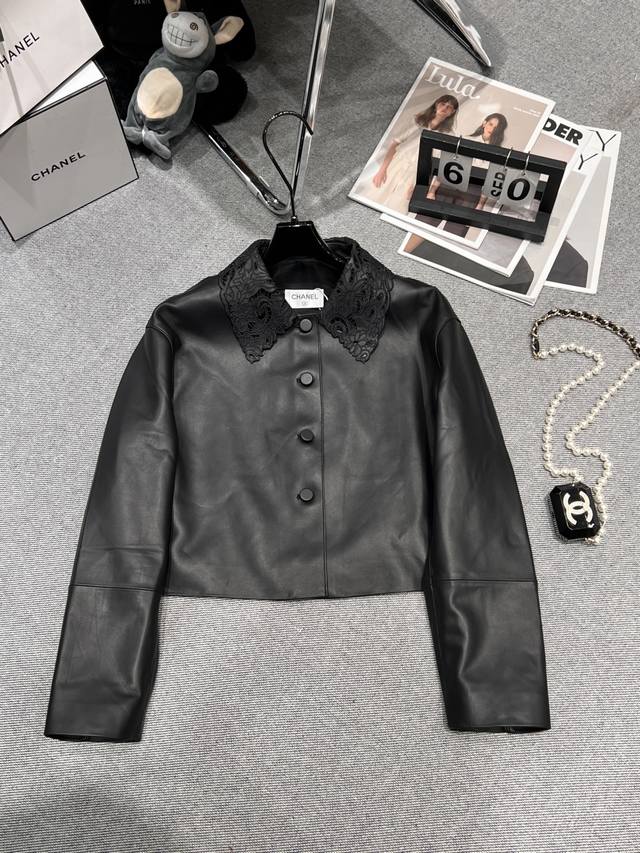 Chane* 2025 early autumn new leather jacket, made of high-quality imported sheep